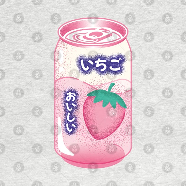 Strawberry Soda Can Japanese Soft Drink Kawaii Soft Pastel Pop Art Retro Summer Vibe by AoiKasumi